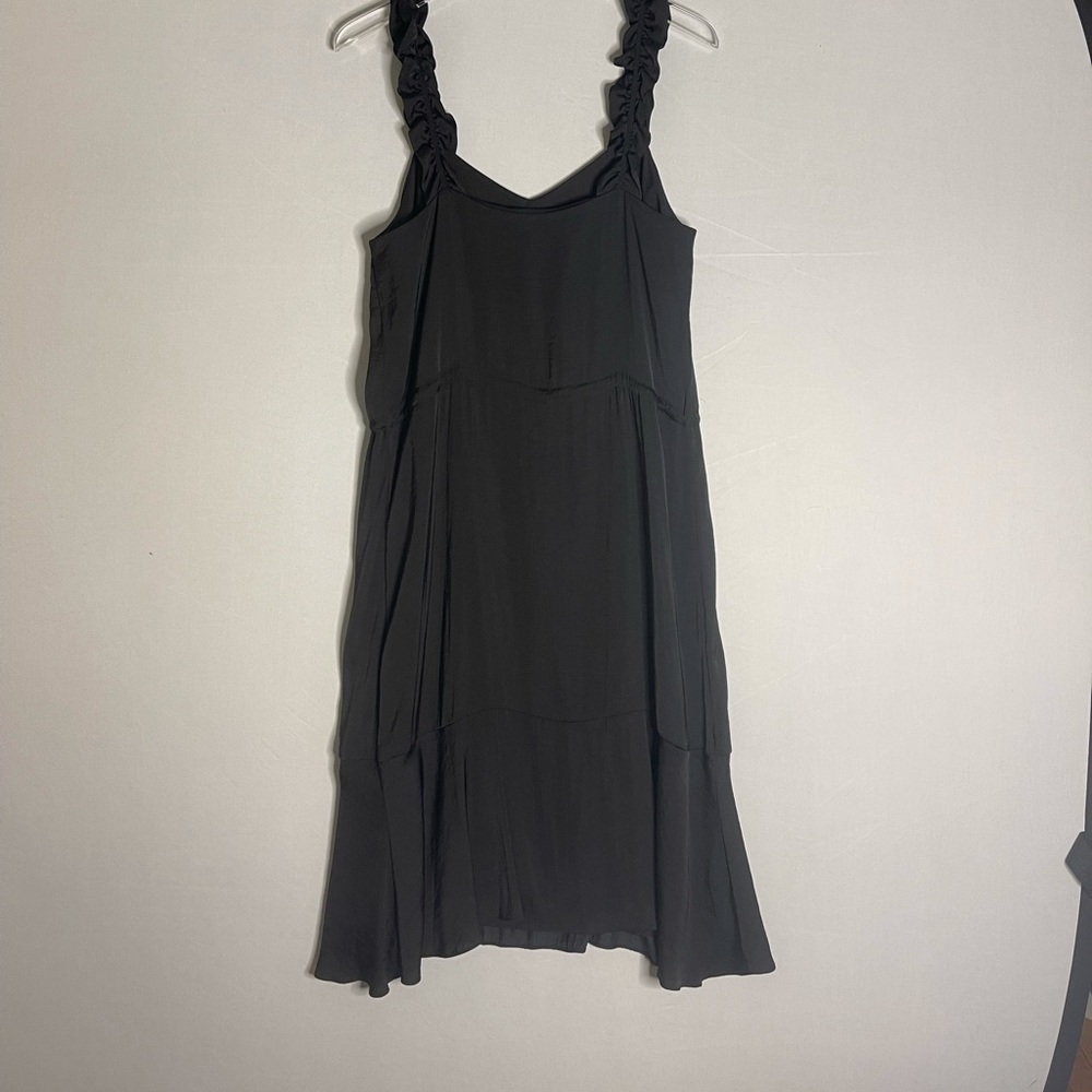WHO What Wear Little Black Drawstring Waist Dress Gathered Straps Medium